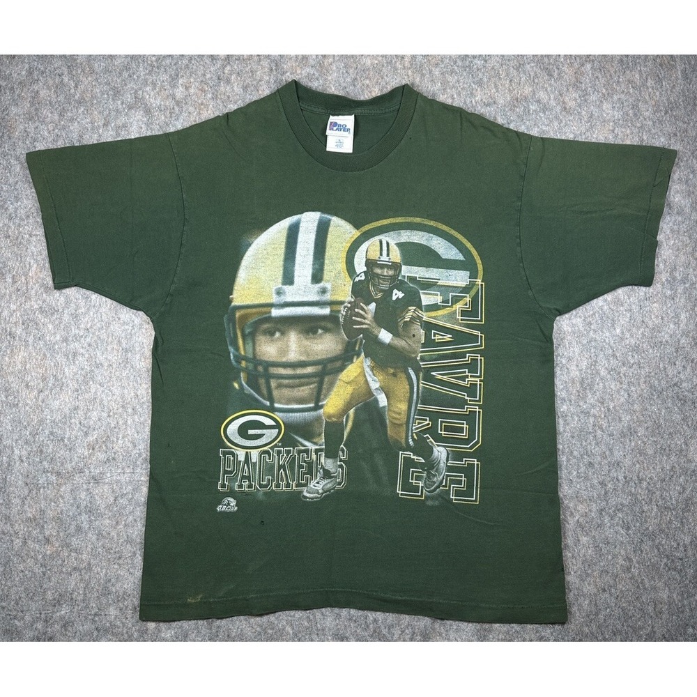 Vintage Brett Favre Green Bay Packers Shirt Size XL Pro Player 90s Graphic Print